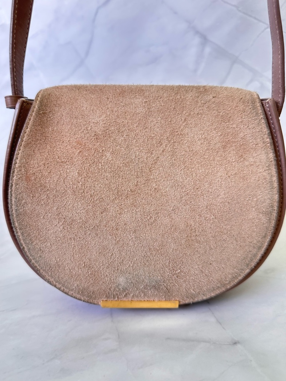 Cuyana suede & leather crossbody bag – made in Italy